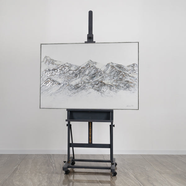 Lysende vægkunst med ramme “Himmelsk Skønhed” – natmaleri med bjerglandskab