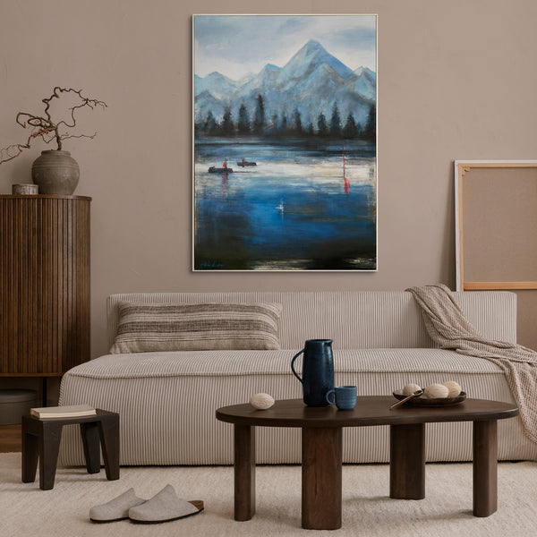 Landskabsmaleri med selvlysende effekt "Skovhorisonter" Håndmalet kunst