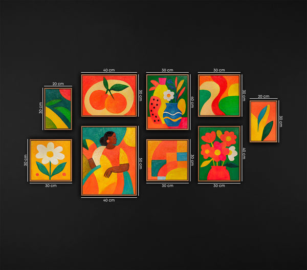 Bilder set mit Rahmen Original Farbenfroh Gemälde Handgemalt