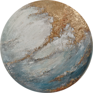 Rundt efterlysende maleri "Ephyria" – Abstrakt planetinspireret kunst