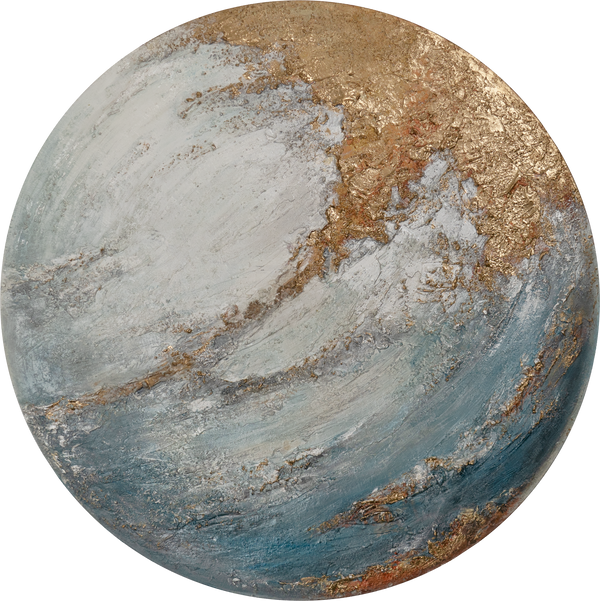 Rundt efterlysende maleri "Ephyria" – Abstrakt planetinspireret kunst