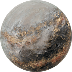 Rundt efterlysende maleri "Enigma" – Planetinspireret vægkunst i akryl