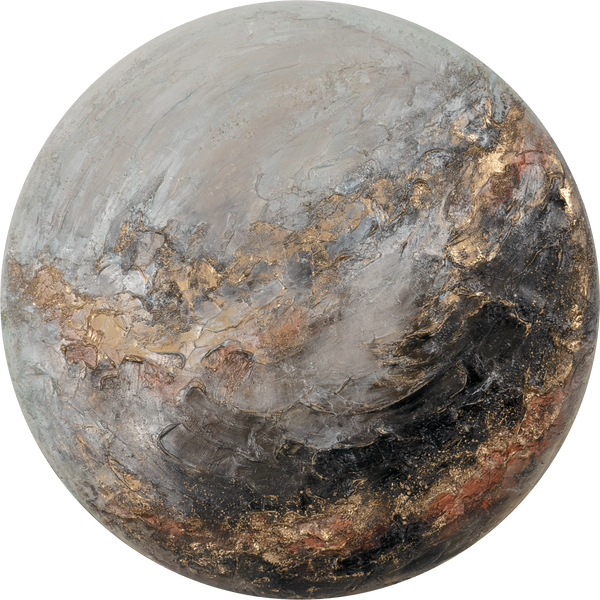 Rundt efterlysende maleri "Enigma" – Planetinspireret vægkunst i akryl