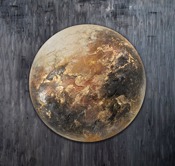 Rundt efterlysende maleri "Venus" – Planetinspireret vægkunst i akryl