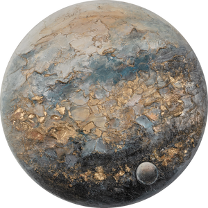 Rundt efterlysende maleri "Orbis" – Planetinspireret vægkunst i akryl