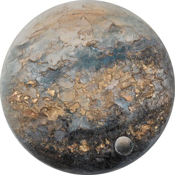 Rundt efterlysende maleri "Orbis" – Planetinspireret vægkunst i akryl