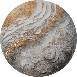 Rundt efterlysende maleri "Sirius" – Planetinspireret akrylkunst