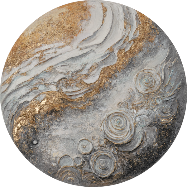 Rundt efterlysende maleri "Sirius" – Planetinspireret akrylkunst