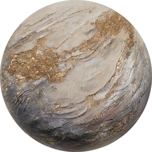 Rundt efterlysende maleri "Iridium" – Planetinspireret akrylkunst