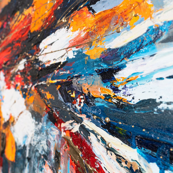 "Floden af Energi" håndmalet akrylmaleri på lærred moderne vægdekoration 115x50cm