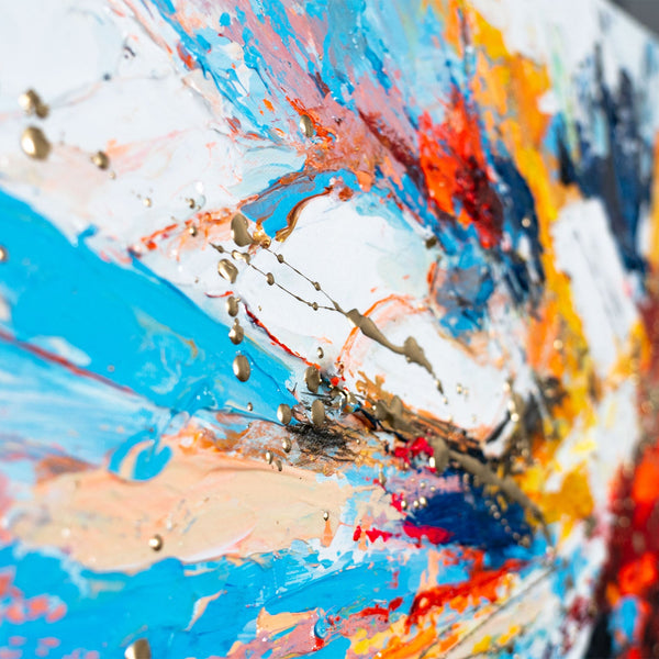 "Floden af Energi" håndmalet akrylmaleri på lærred moderne vægdekoration 115x50cm