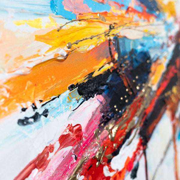 "Floden af Energi" håndmalet akrylmaleri på lærred moderne vægdekoration 115x50cm