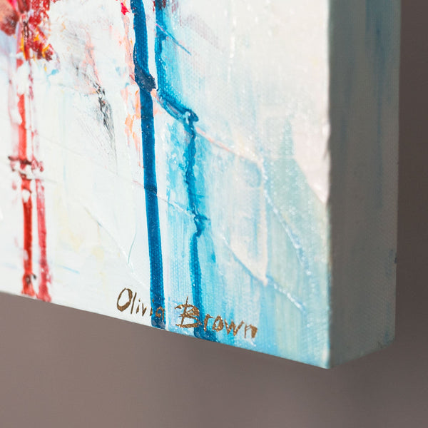 "Floden af Energi" håndmalet akrylmaleri på lærred moderne vægdekoration 115x50cm