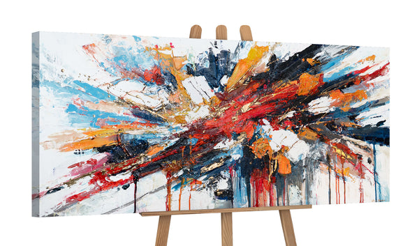 "Floden af Energi" håndmalet akrylmaleri på lærred moderne vægdekoration 115x50cm