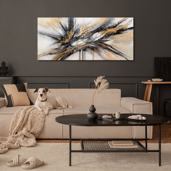 "Floden af Kraft" abstrakt håndmalet akrylmaleri på lærred 115x50cm