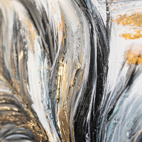 Abstrakt akrylmaleri "Gyldne Fjer" moderne vægkunst håndmalet 115x50cm