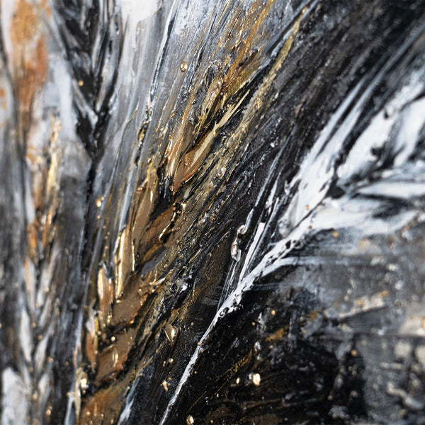 Håndmalet akrylmaleri på lærred med guldaks "Stikkende" 115x50cm
