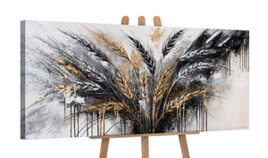 Håndmalet akrylmaleri på lærred med guldaks "Stikkende" 115x50cm