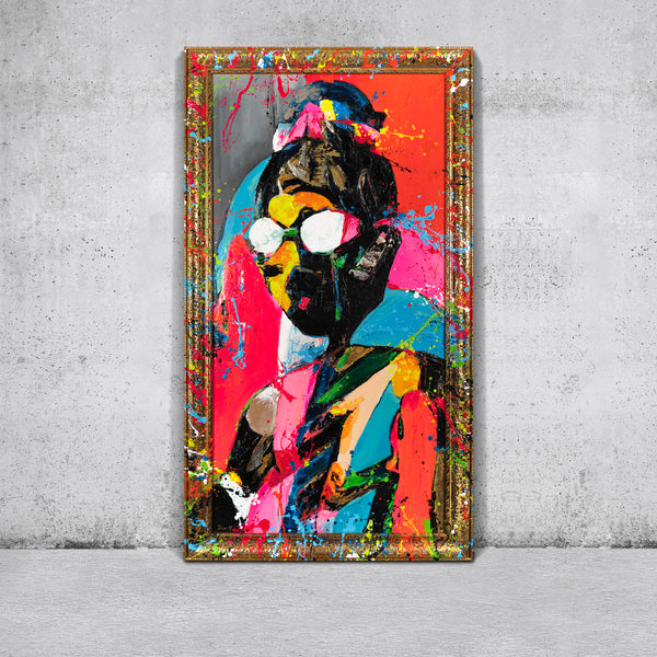 Moderne maleri på lærred med ramme "Kontrastfuldt udtryk"