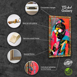 Moderne maleri på lærred med ramme "Kontrastfuldt udtryk"