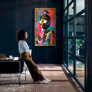 Moderne maleri på lærred med ramme "Kontrastfuldt udtryk"