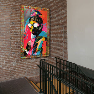 Moderne maleri på lærred med ramme "Kontrastfuldt udtryk"