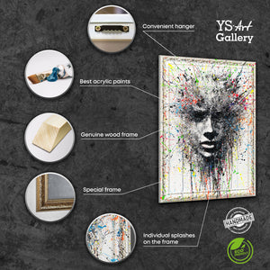 Abstrakt maleri på lærred med ramme "Æterisk billede"