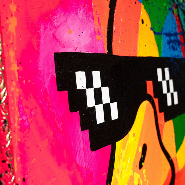 Moderne vægdekoration til stuen – Pop-Art lærredsbillede „Duck Vibe“