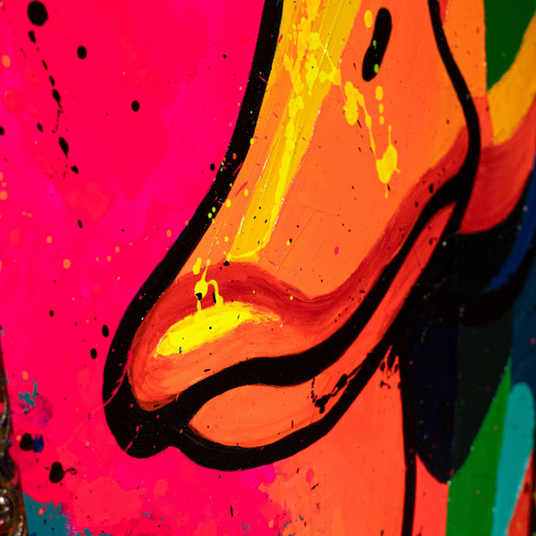 Moderne vægdekoration til stuen – Pop-Art lærredsbillede „Duck Vibe“