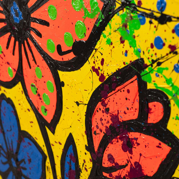 Moderne vægbilleder på lærred – Håndmalet abstrakt kunst „Blomsterfest“