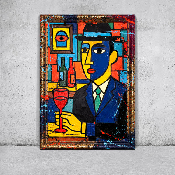 Vægdekoration Stue – Håndmalet Pop-Art Portræt „Bar“
