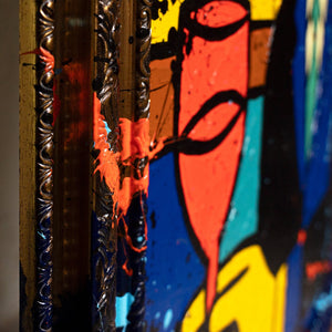 Vægdekoration Stue – Håndmalet Pop-Art Portræt „Bar“
