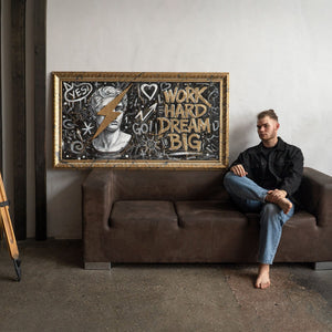 Moderne vægdekoration til stuen – Motiverende billede på lærred „Kunst af Motivation“
