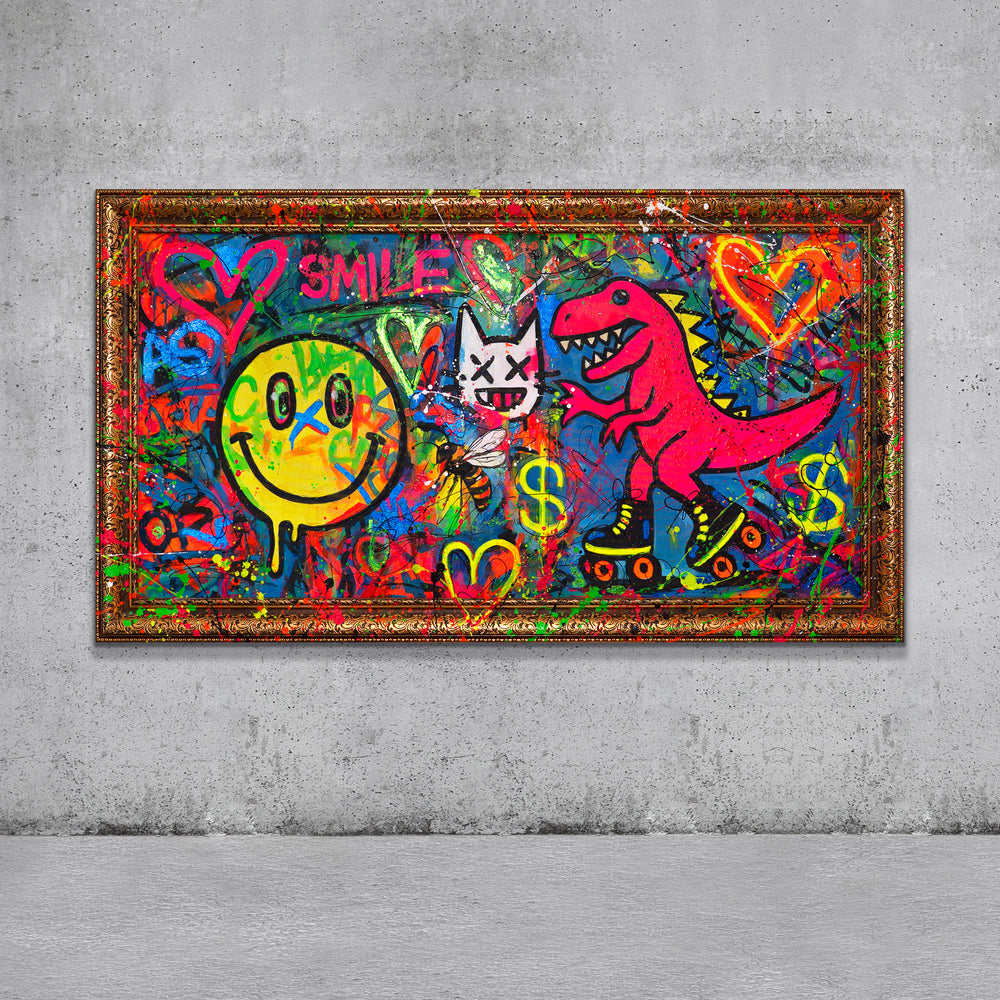 Moderne vægkunst – Farverigt Pop Art håndmalet billede „Sjov“