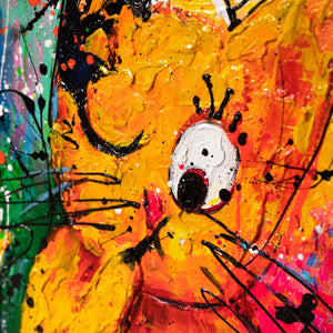 Farverige kattebilleder Pop Art – Håndmalet vægkunst „Katte, Farve, Sjov“