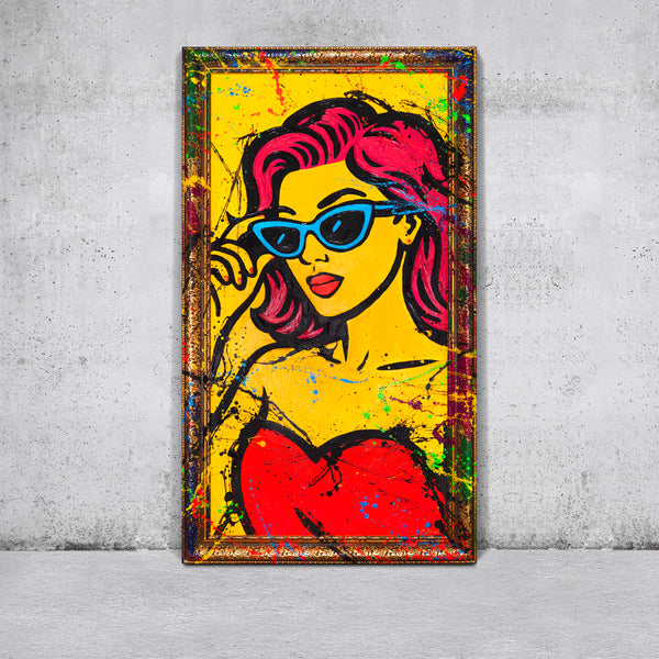 Abstrakt Maleri Pop-Art – Farverige Billeder til Stue Dekoration „Miss WOW“
