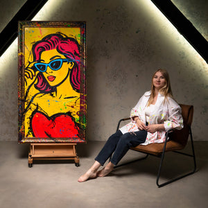 Abstrakt Maleri Pop-Art – Farverige Billeder til Stue Dekoration „Miss WOW“
