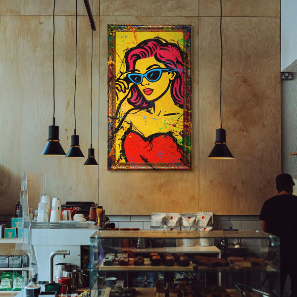 Abstrakt Maleri Pop-Art – Farverige Billeder til Stue Dekoration „Miss WOW“
