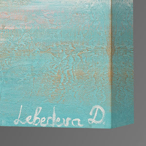 Håndmalede akrylmalerier abstrakt havlandskab "Sejlskibe"