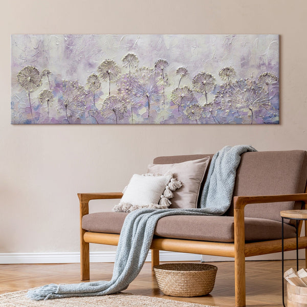 Blomster maleri på lærred "Forårsbegyndelse" med ramme i moderne stil