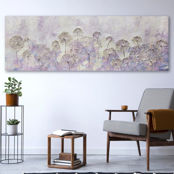 Blomster maleri på lærred "Forårsbegyndelse" med ramme i moderne stil