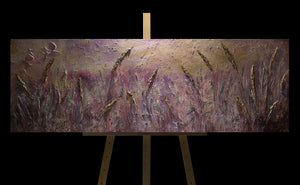 Håndmalede landskabsmalerier "Morgendug" 150x50cm