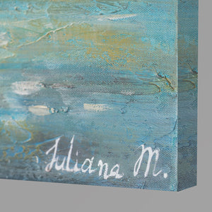 Håndmalede billeder på lærred landskab "Sommerlig Afkøling" 120x80 cm