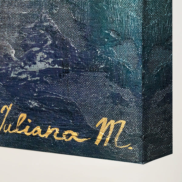 Moderne malerier "Fragmenter" med ramme til stuen