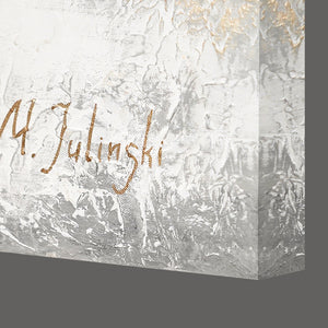 Moderne abstrakt kunst "Gyldne linjer" – lærredsbillede med ramme