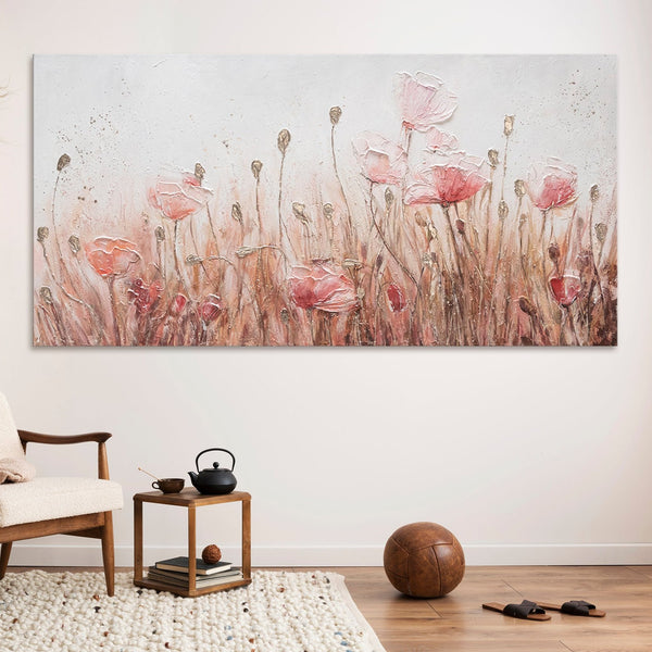 Moderne blomsterkunst “Valmuer” – Håndmalet akrylmaleri på lærred