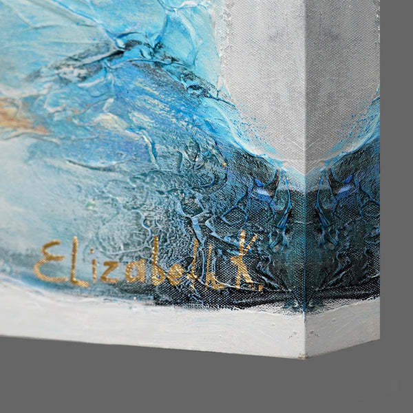 Abstrakt kunst billeder håndmalet "Smaragd"