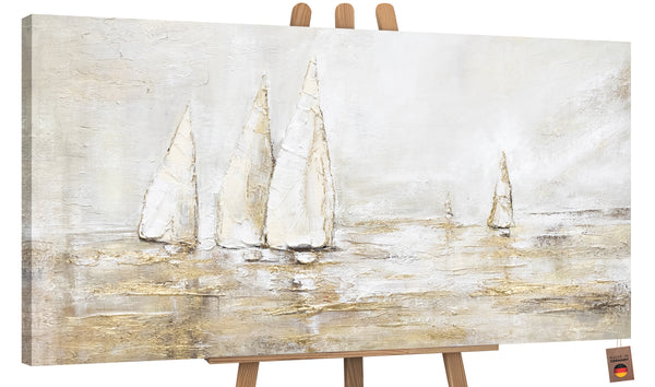 Akrylmaleri abstrakt kunst sejlscene "Solblænding"