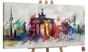 Originalt håndmalet akryl maleri "Berlin" moderne vægkunst