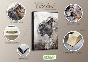 Moderne dyr indrammede billeder "Baghira" 120x80cm